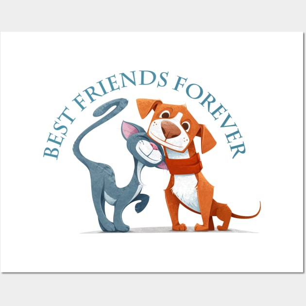 Cat and dog best friends forever. Wall Art by Johnny_Sk3tch